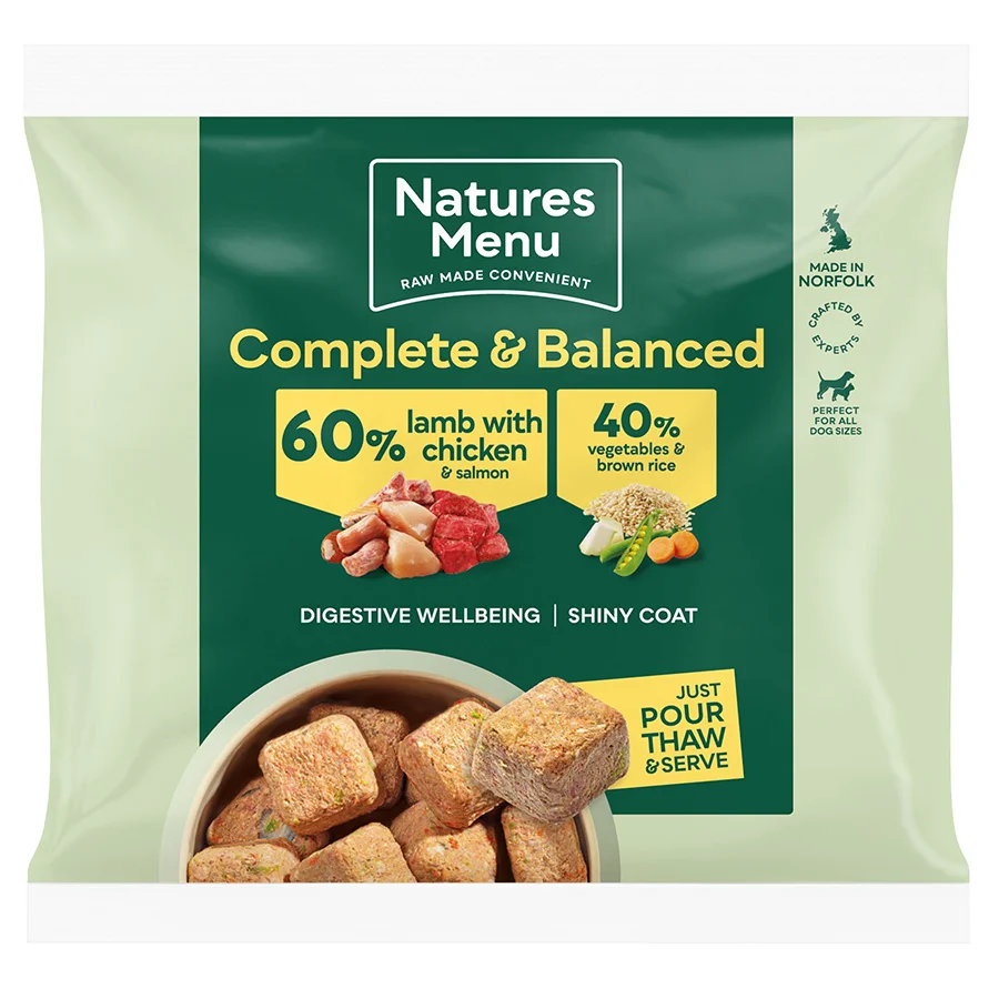 Proven Natures Menu Complete Balanced Frozen Adult Dog Food Lamb， Chicken Salmon 1kg Secure