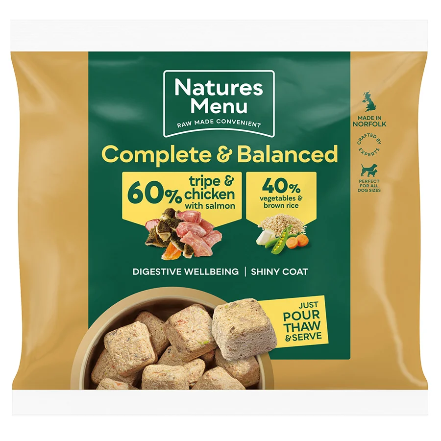 Proven Natures Menu Complete Balanced Frozen Dog Food Chicken， Tripe Salmon 1kg Classic
