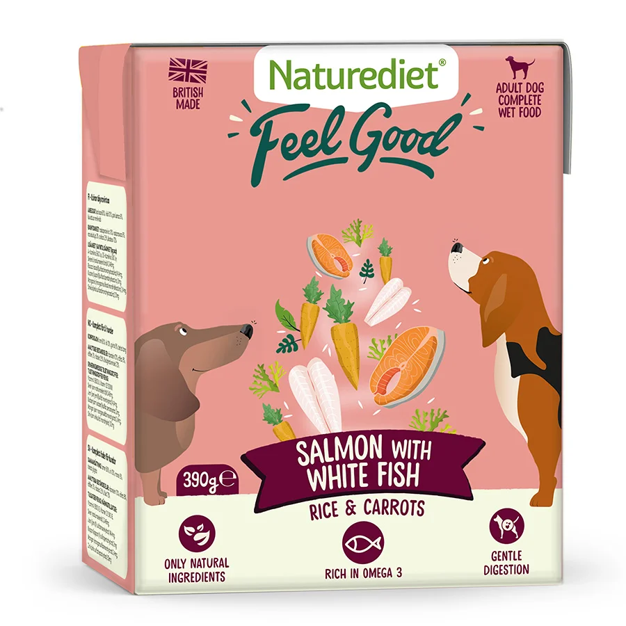 Versatile Naturediet Feel Good Wet Adult Dog Food Salmon 390g Crafted