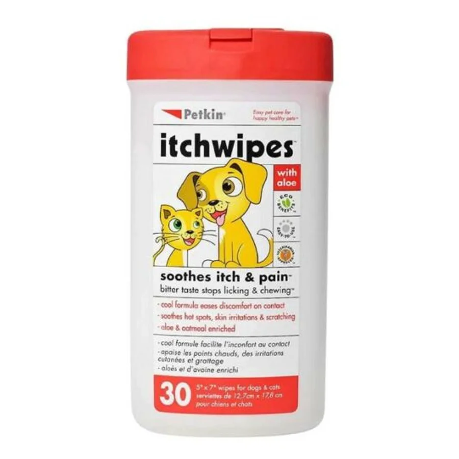 Refined Petkin Itch Wipes For Cats Dogs 30 Pack Certified