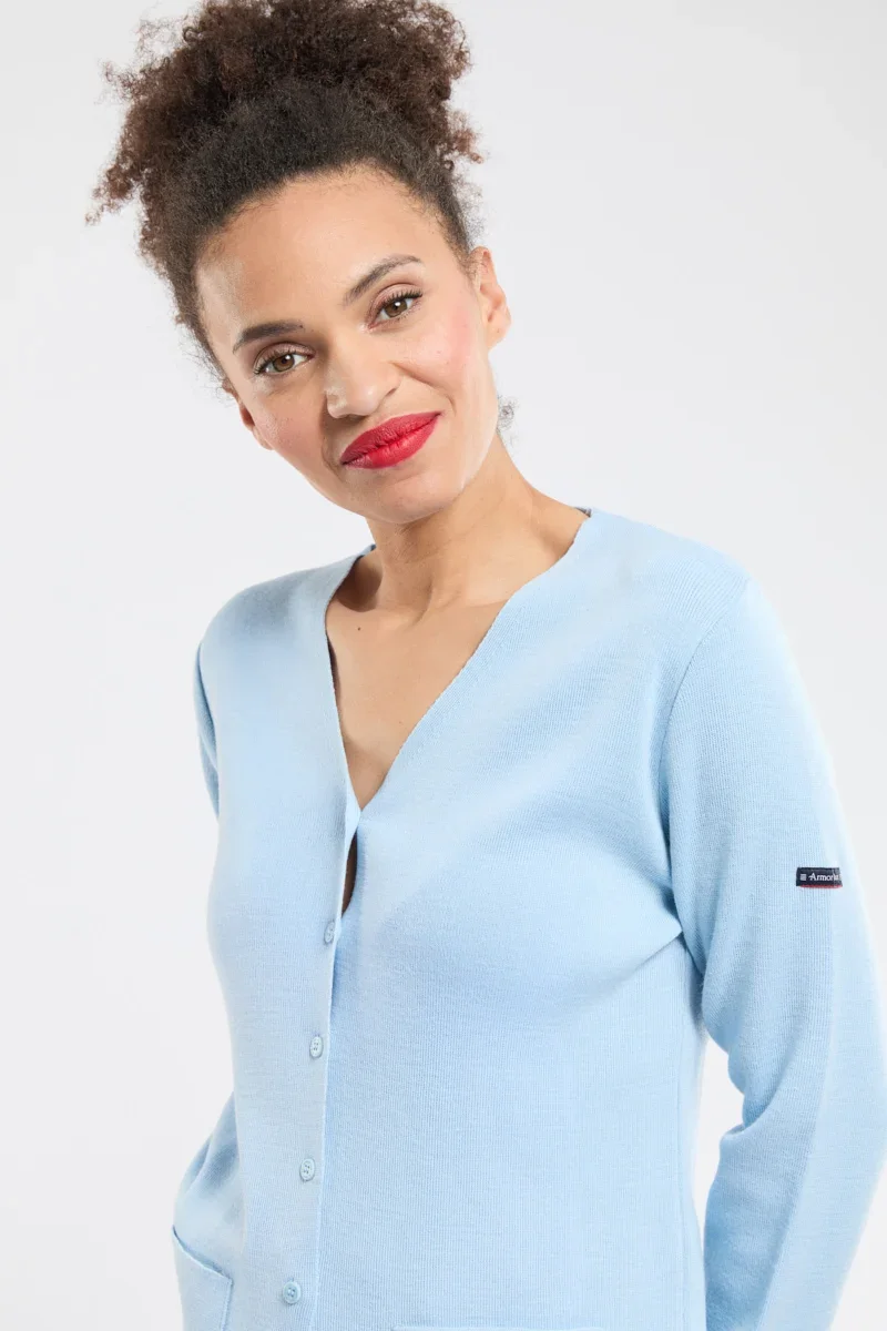 Solid Cardigan col V – laine et acrylique Selected