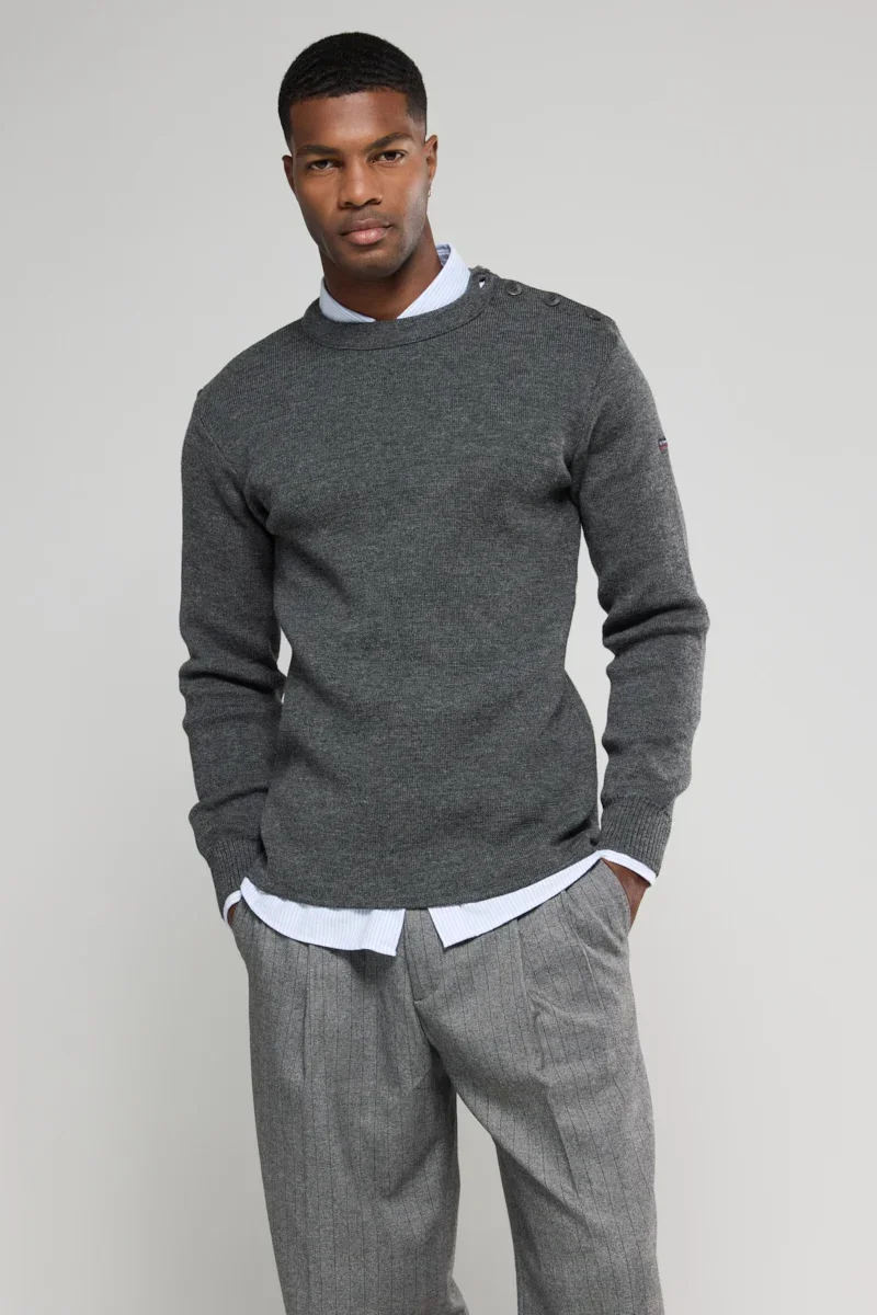 Authentic Pull marin uni Fouesnant – laine Solid
