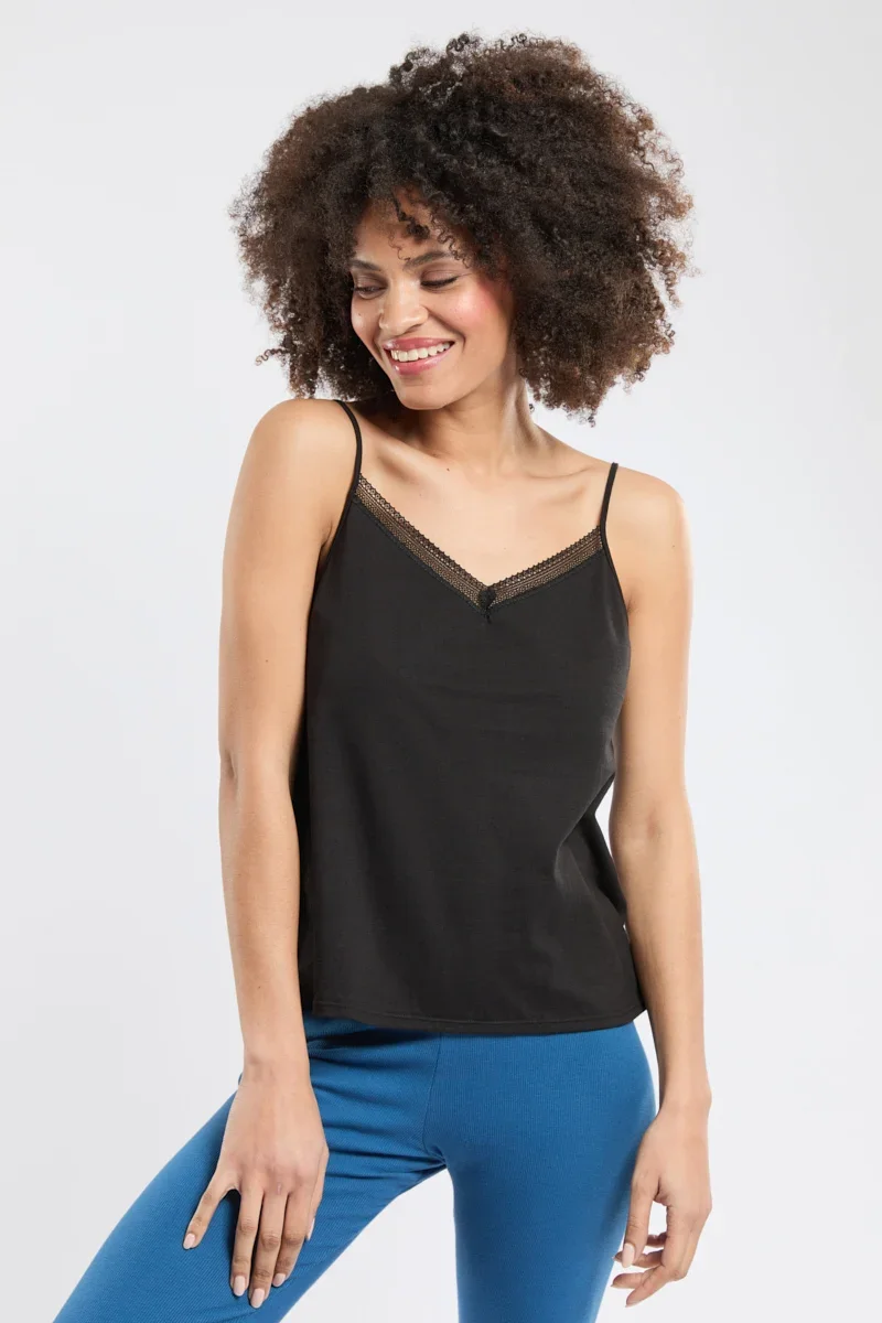 Secure Caraco col V avec dentelle – coton léger issu de l’agriculture biologique Unique