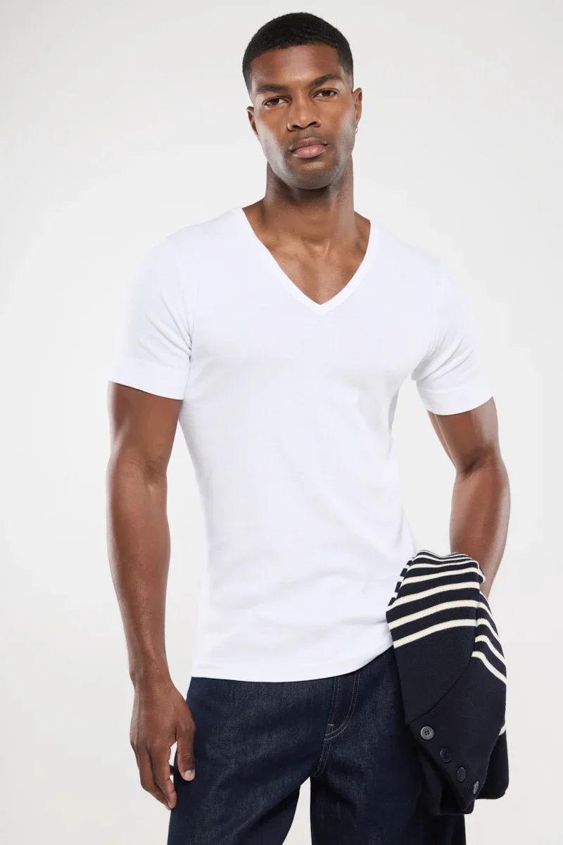 Reliable T-shirt col V – coton épais issu de l agriculture biologique Long-Lasting