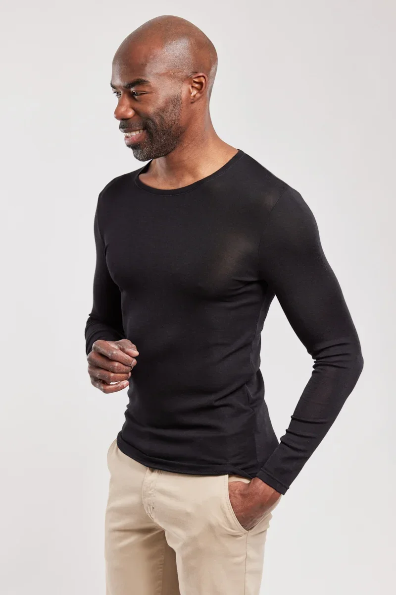 Official T-shirt manches longues – laine et soie Smooth