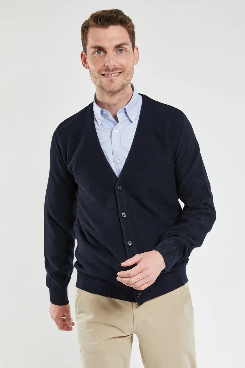 High-Performance Cardigan boutonné Bérac – laine mérinos et acrylique Enhanced