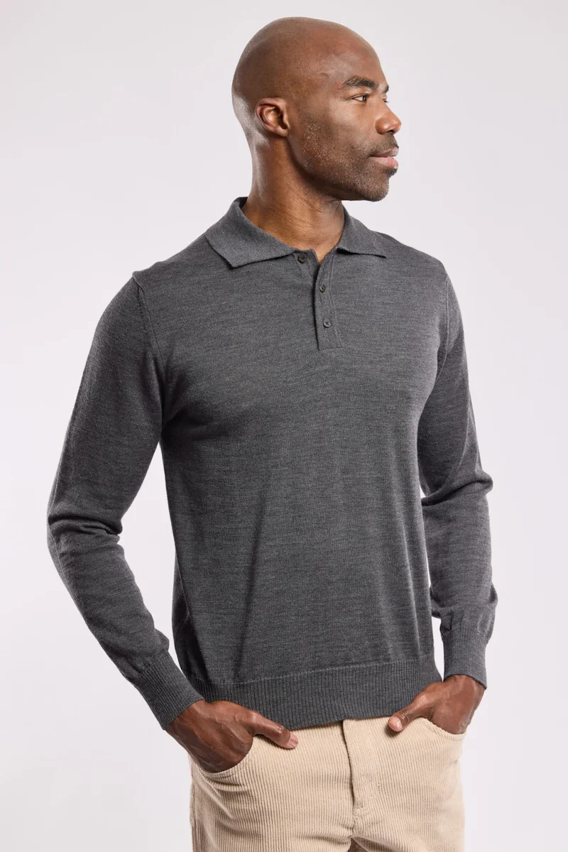 Clean Polo manches longues Bérac – laine Reusable