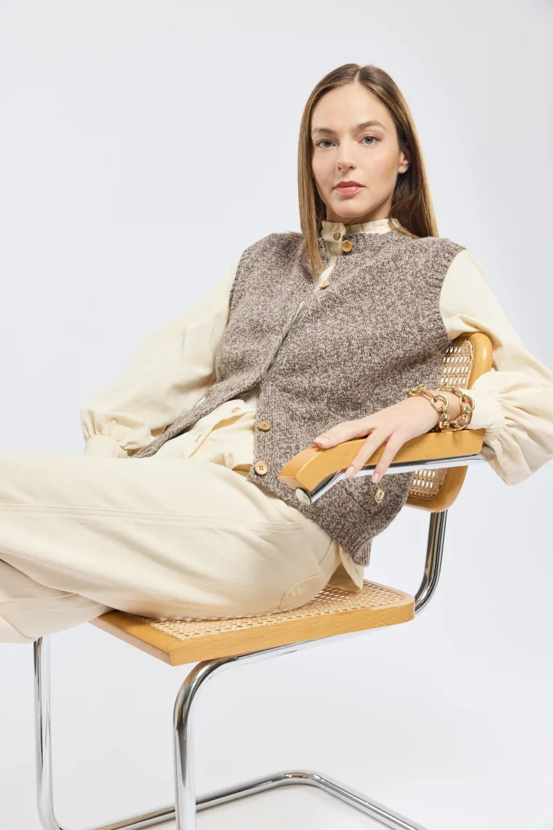 Fine Cardigan sans manche Heritage – laine Smart