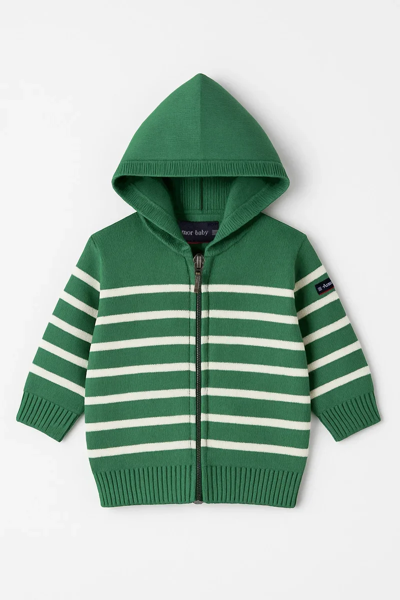 Pure Zipped hooded cardigan Baby – cotton Luxury