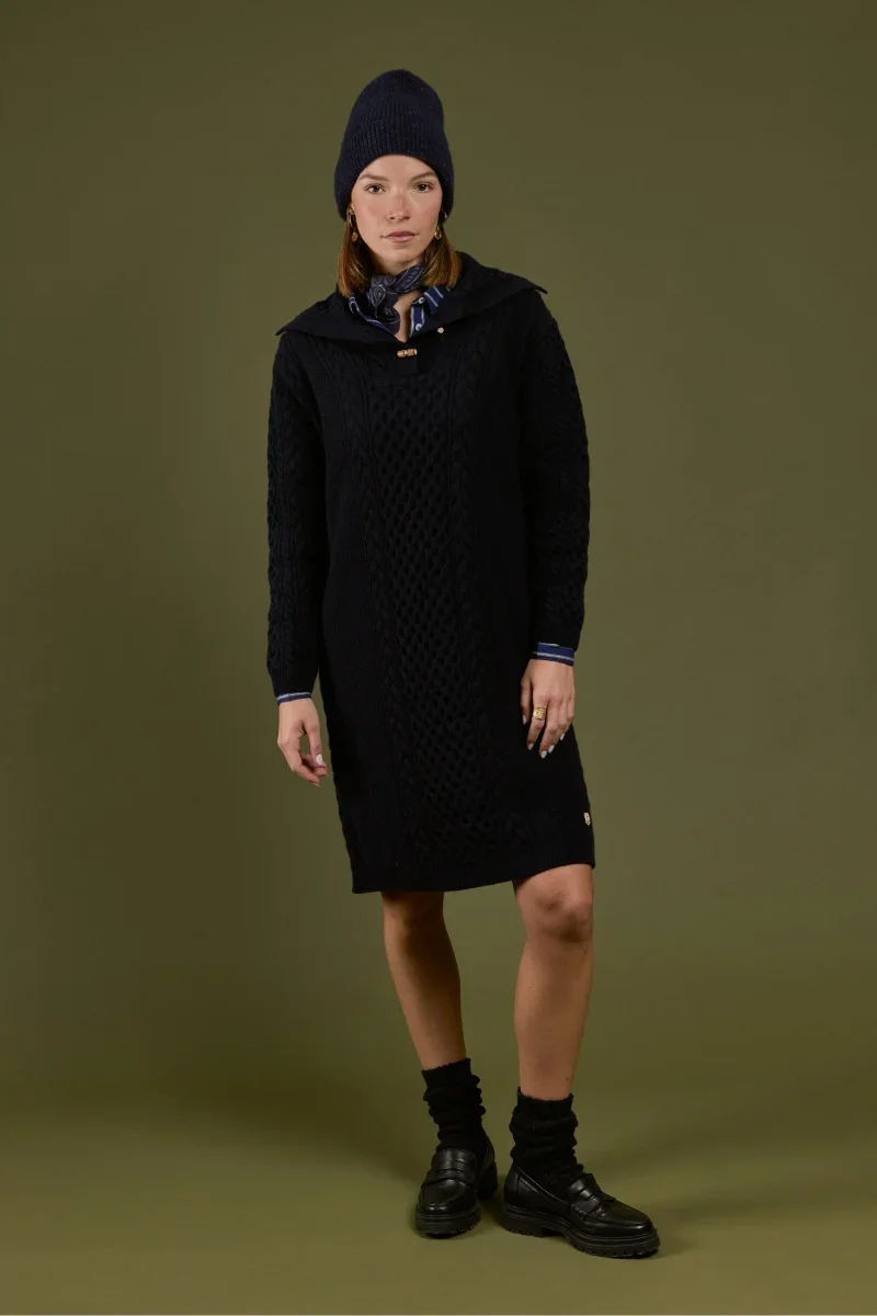 Comfortable Cable knit dress – wool Modern