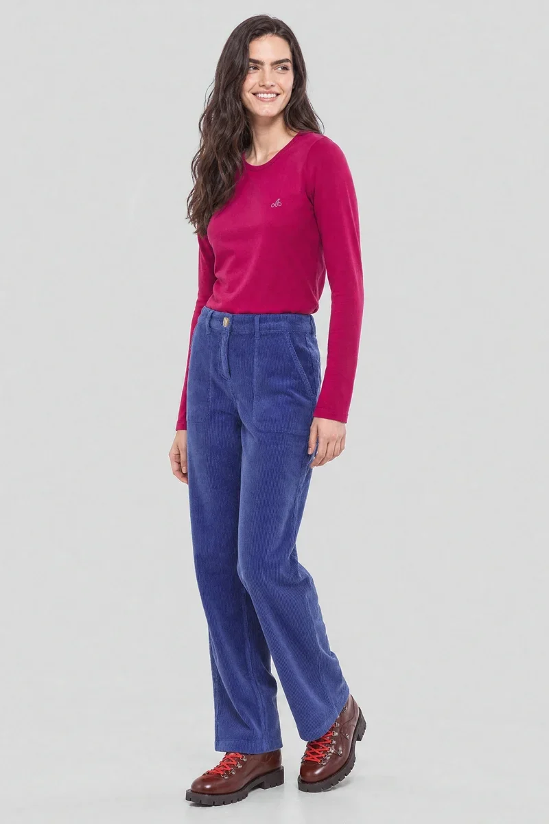 Functional Straight-cut velvet trousers – cotton Lightweight