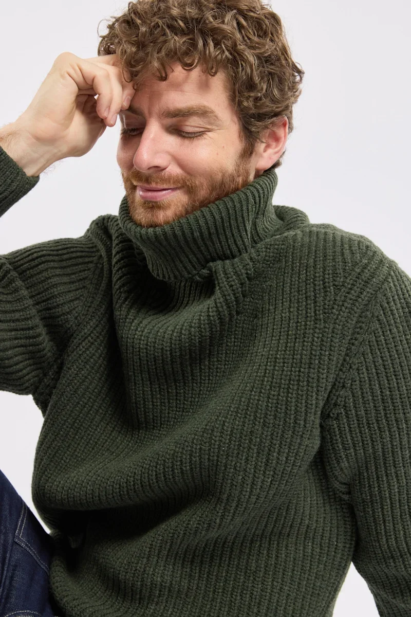 High-End Pull col montant Héritage – laine Certified