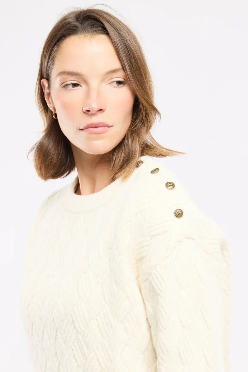 High-End Pull boutons dorés Deauville – laine Exclusive