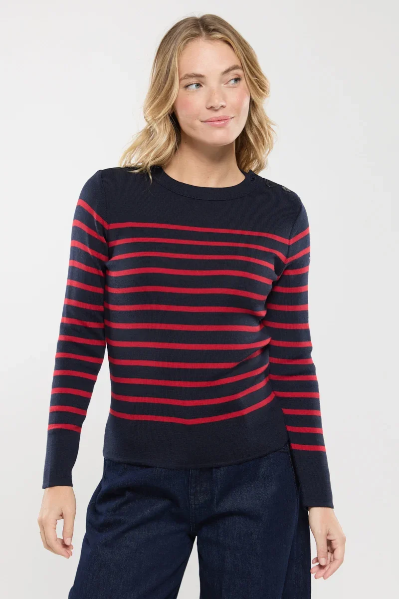 Fine Striped fisherman jumper Briac – merino wool Specialty