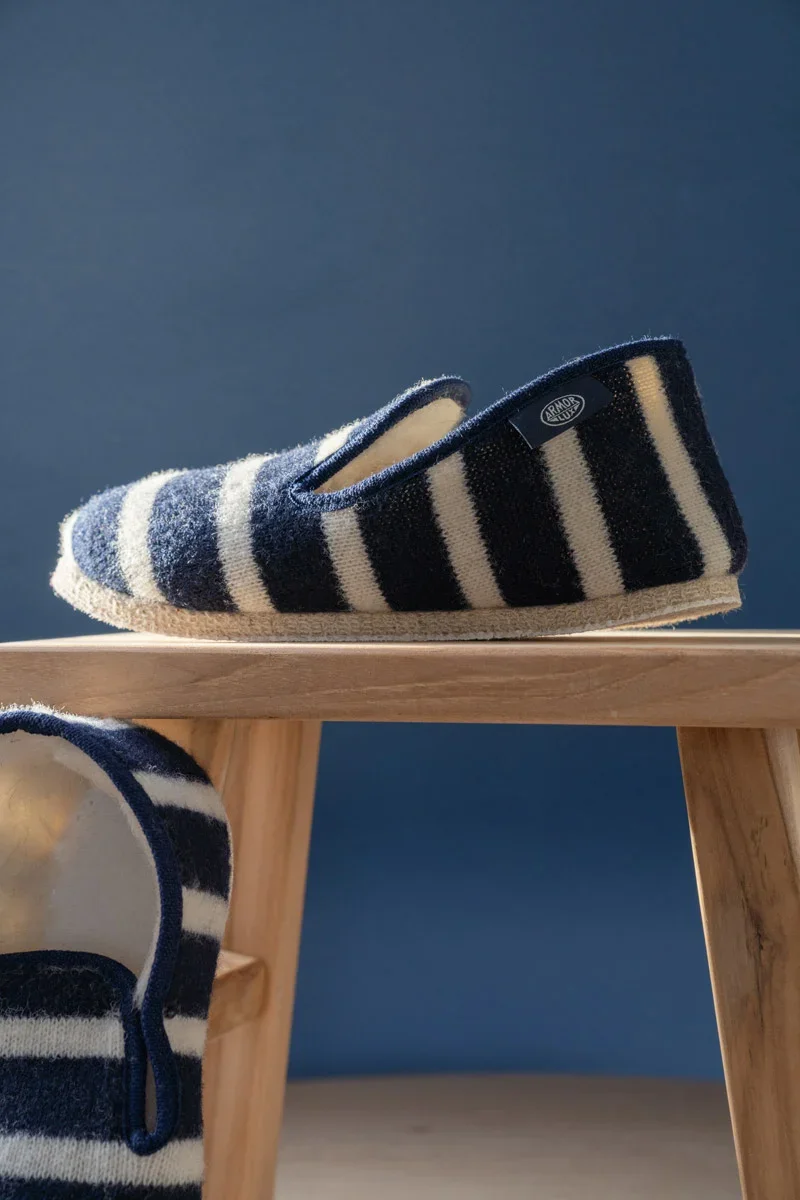 Reusable Striped slippers size 44 to 48 – wool Smooth