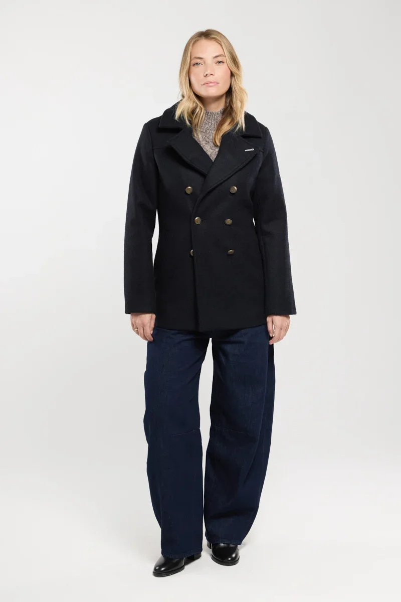 Durable Pointe du Raz pea coat – wool cloth Smooth
