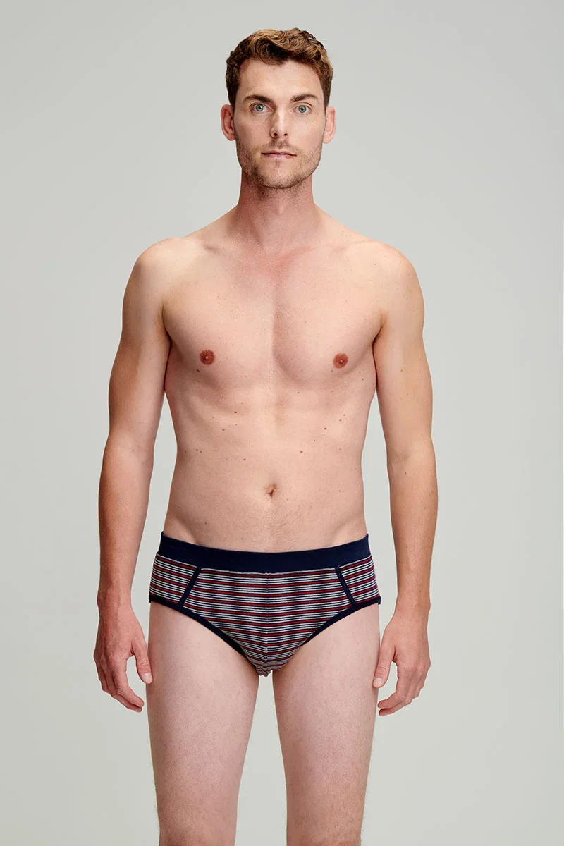 Comfortable Striped Y-front briefs – light organic cotton Premium
