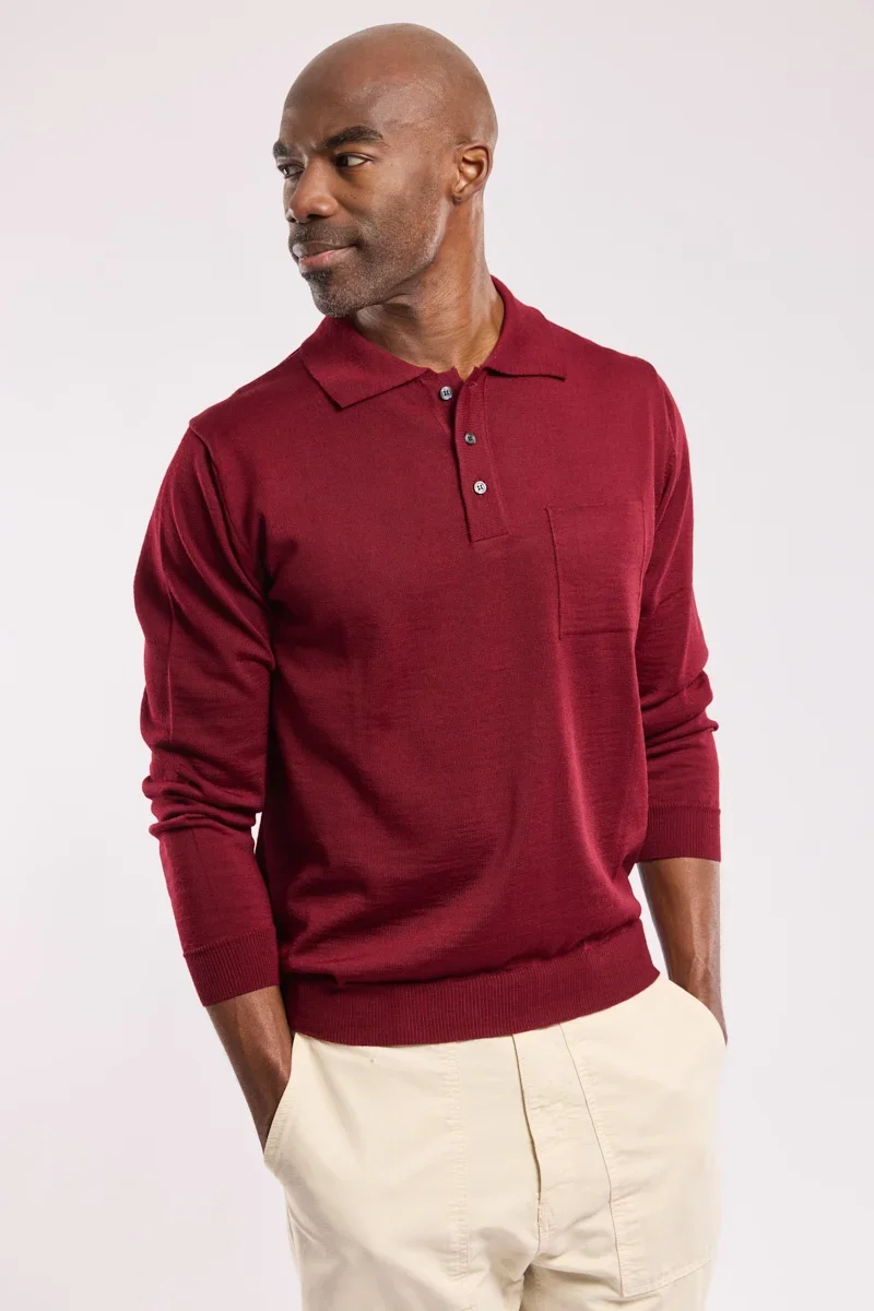 Contemporary Bérac long-sleeved polo shirt – merino wool Carefully Designed
