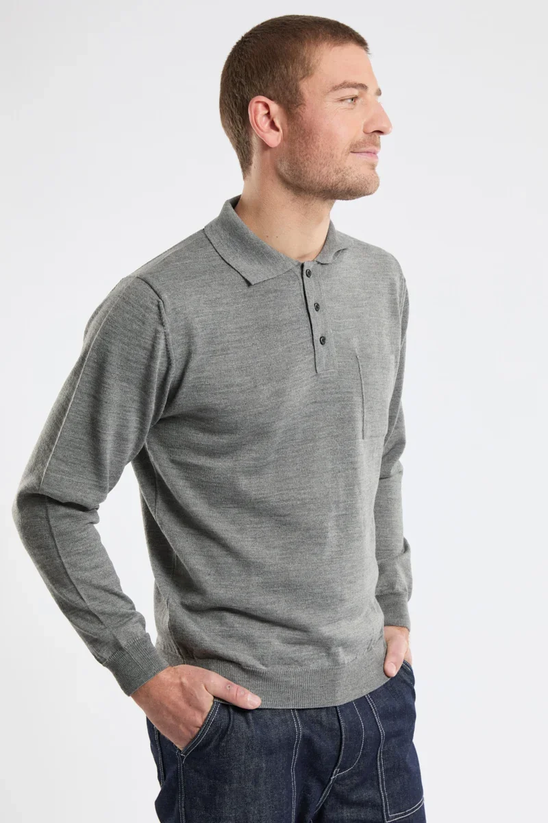 Natural Bérac long-sleeved polo shirt – merino wool Responsible