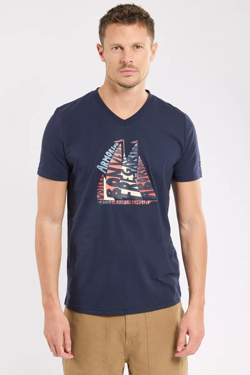Stylish Screen-printed V-neck T-shirt – light cotton Prestigious
