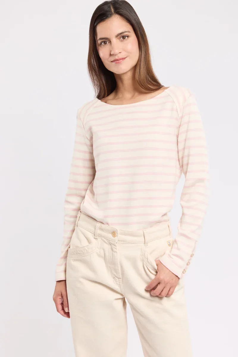 Certified Breton striped shirt – cotton Natural