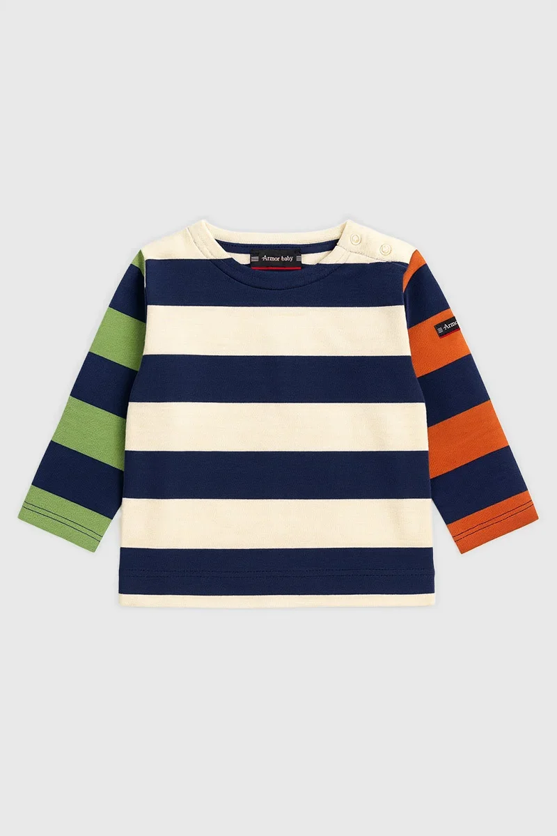 Unique 4-colour baby Breton striped shirt – cotton Safe