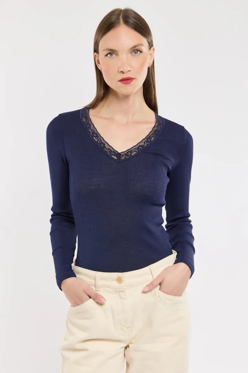 Versatile Long sleeved T-shirt – wool and silk Classic