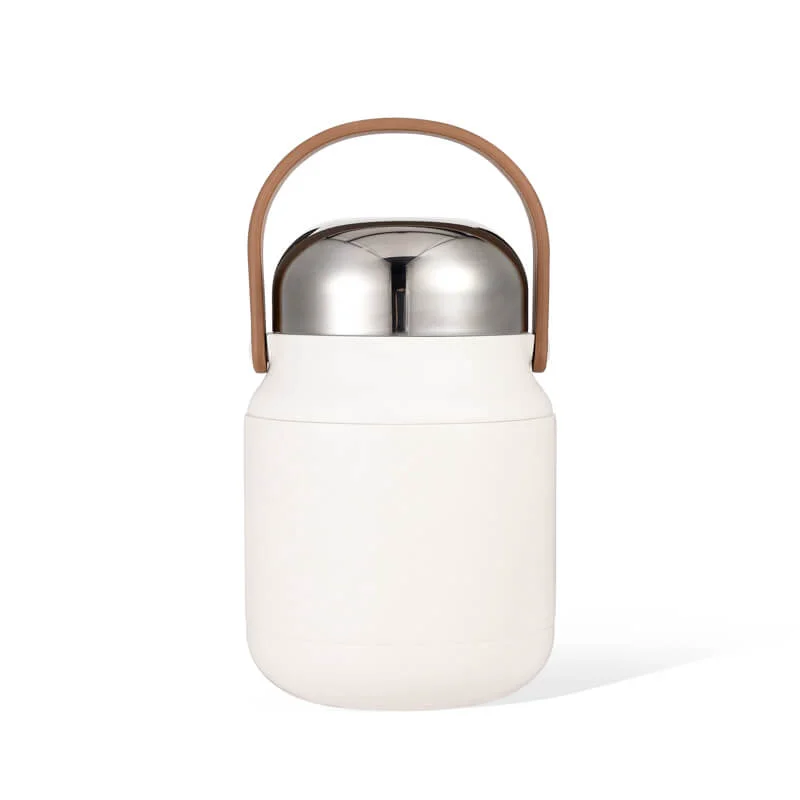 Elegant Stainless Steel Insulated Food Jar with Folding Spoon Easy-to-Use