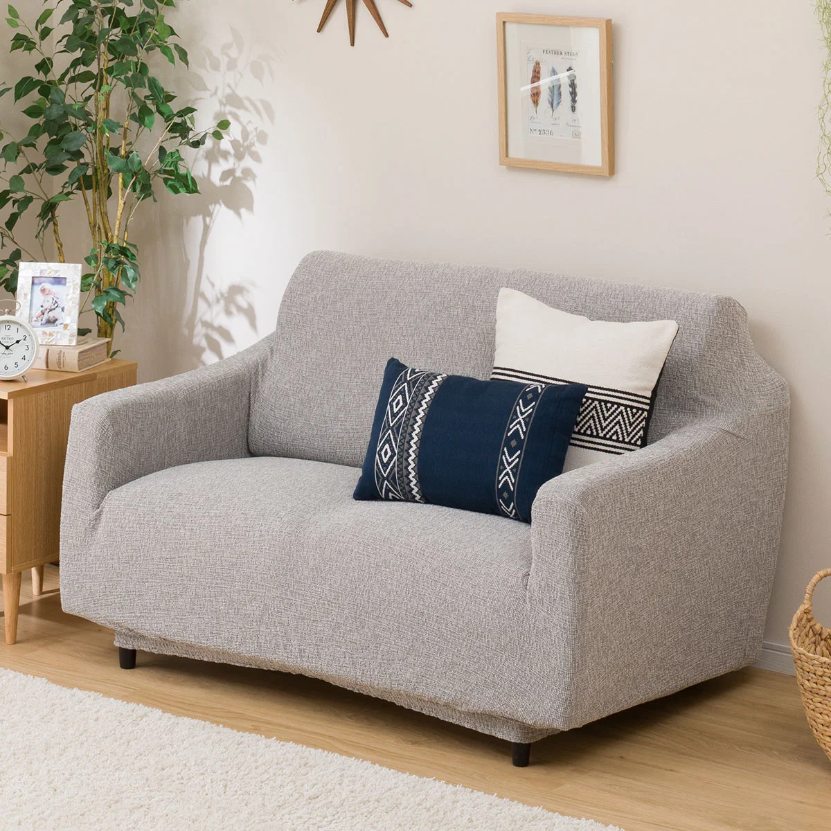 Fine Crafted STRETCHED SOFA COVER WITH ARM RESIST2 2P GY Verified