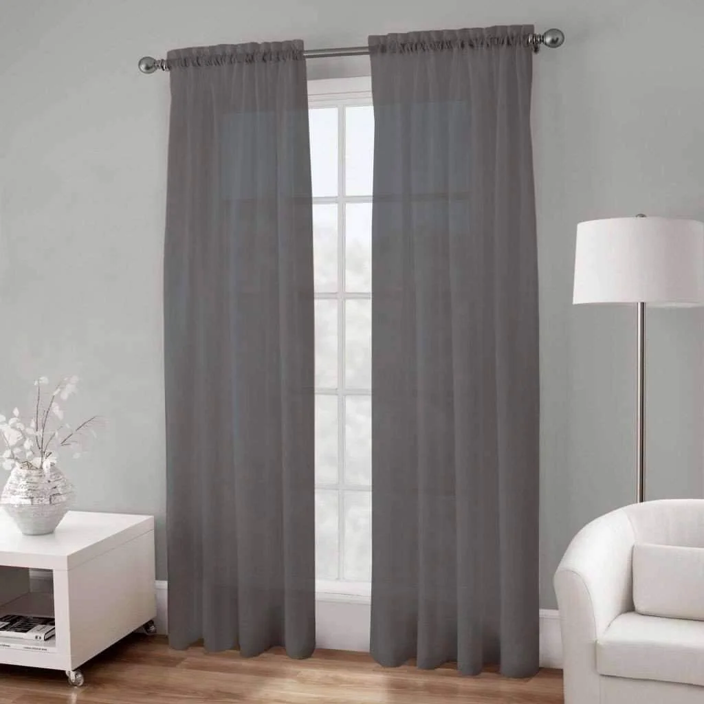 Next-Generation Basic Elegance – Rod Pocket Semi-Sheer Voile Panel-138 x 244 cm Dark Grey Casual
