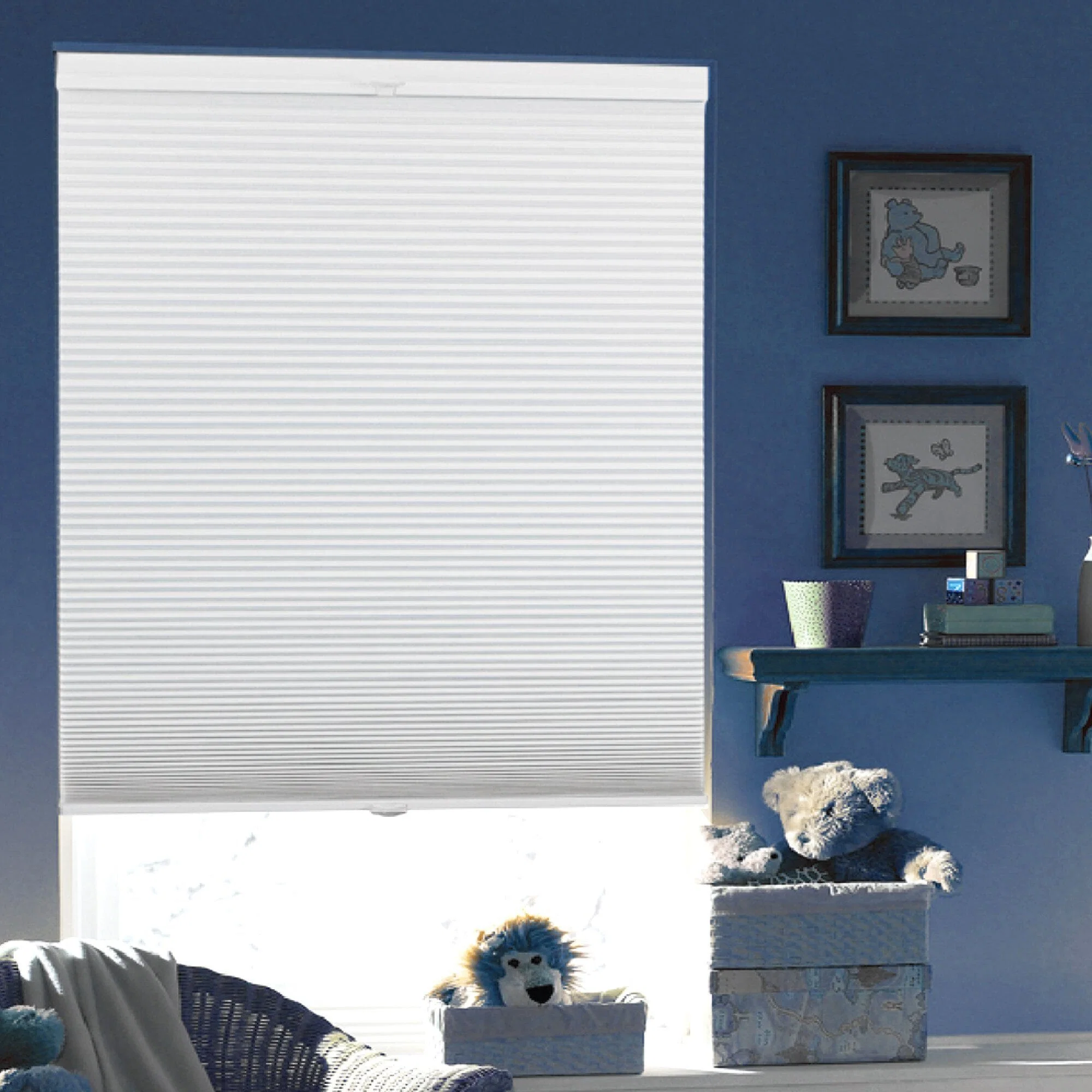 Trendy Pleated Cellular Blackout Cordless Blind – White-25×64 Reusable
