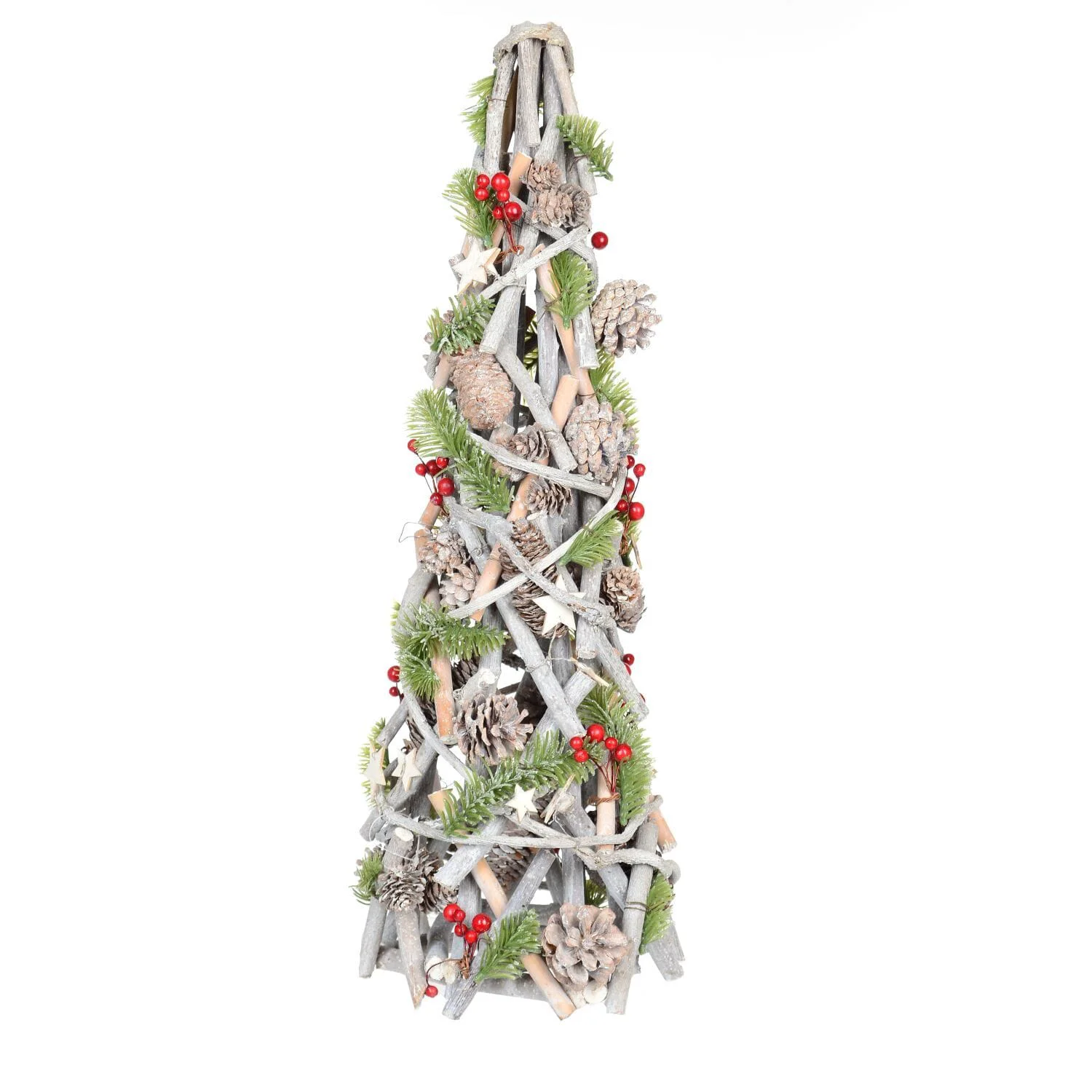 Verified 61 cm Decorated Wood Cluster Tree – Red Green Natural Wood Professional
