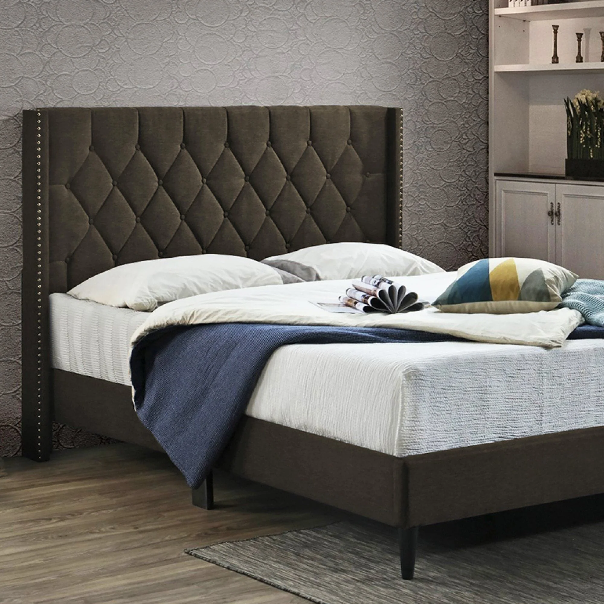 Natural Maison Blanche Upholstered Infinity Bed Frame Eco-Friendly