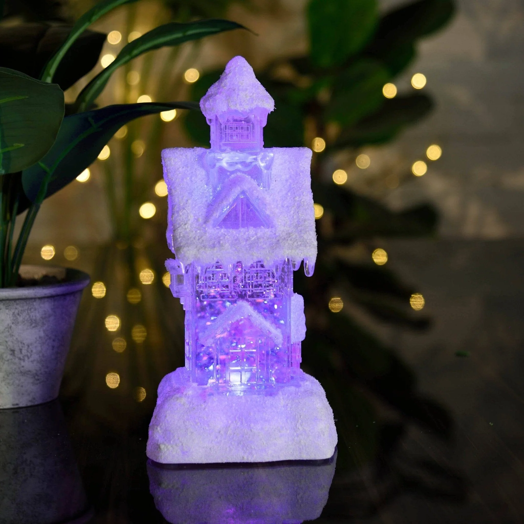 Artisan Glitter House with LED Lights Secure