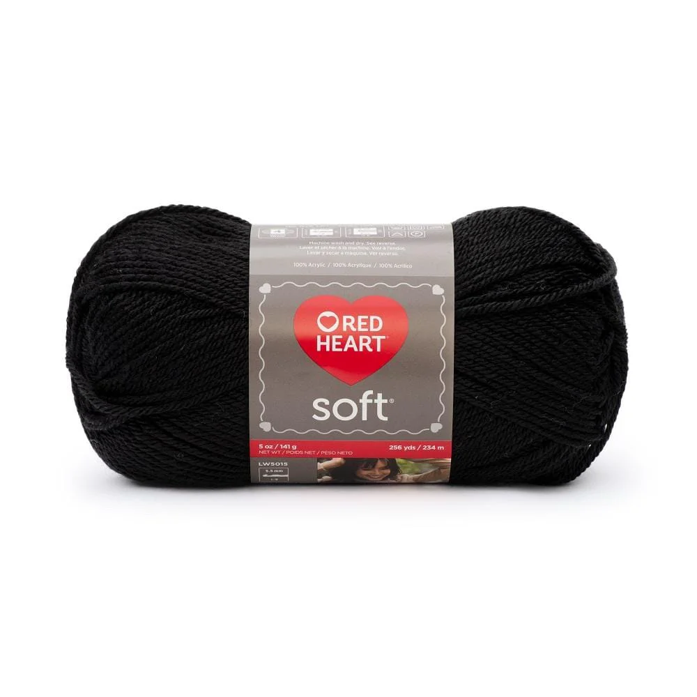 Detailed Red Heart Soft Yarn Black Relaxed