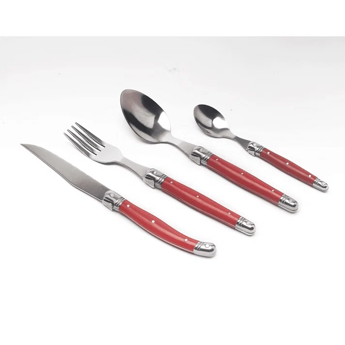 Certified Set of 26 Utensils Laguiole Red or Black Detailed