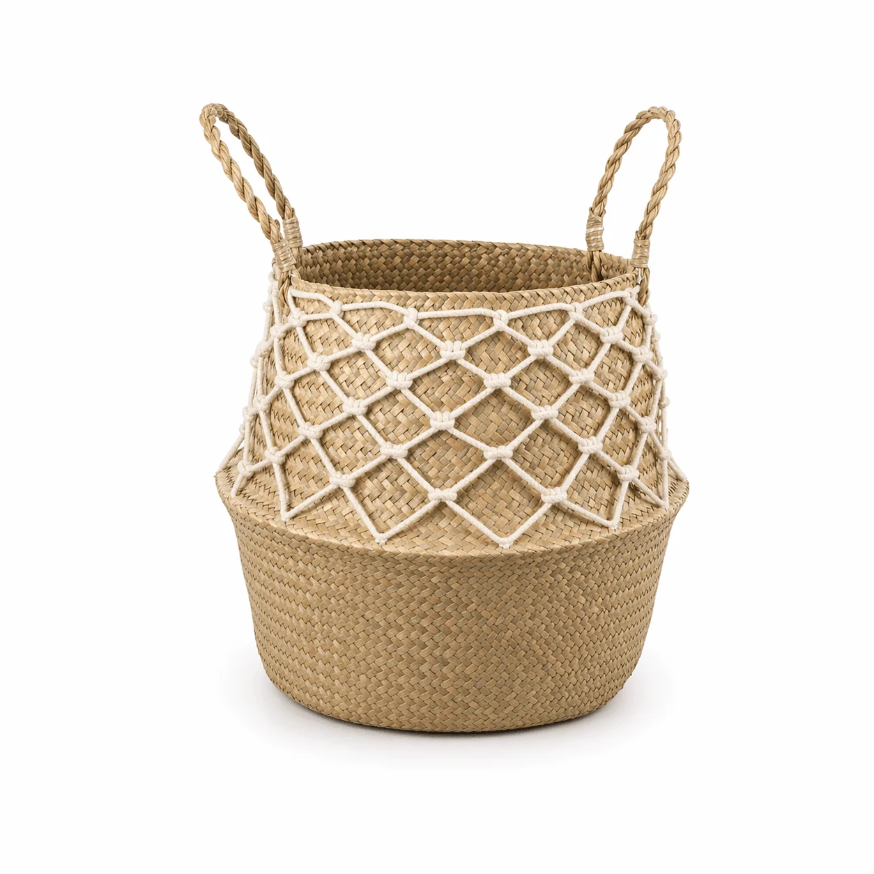 Green Seagrass Basket with Jute High-Quality