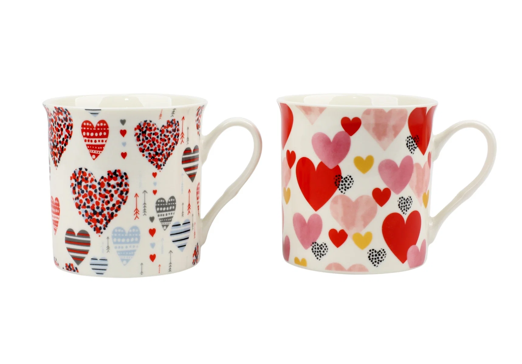 Functional Lauren Taylor – New Bone China – Hearts Printed Mug – 11 Oz Sophisticated