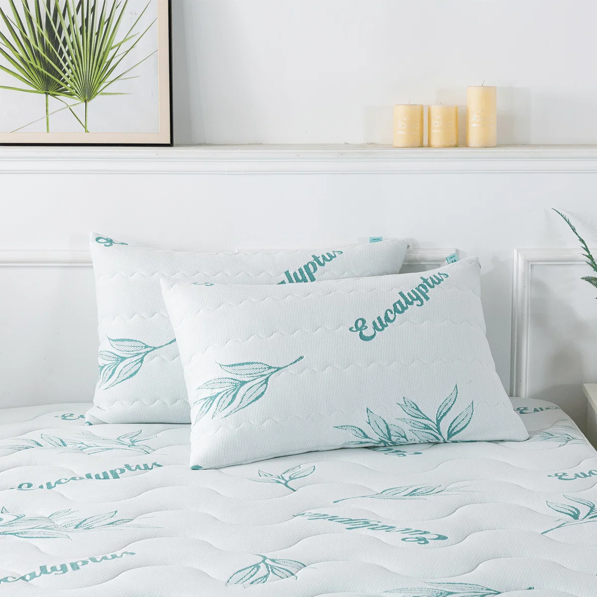Smart Eucalyptus Quilted Teal Pillow Protector Genuine