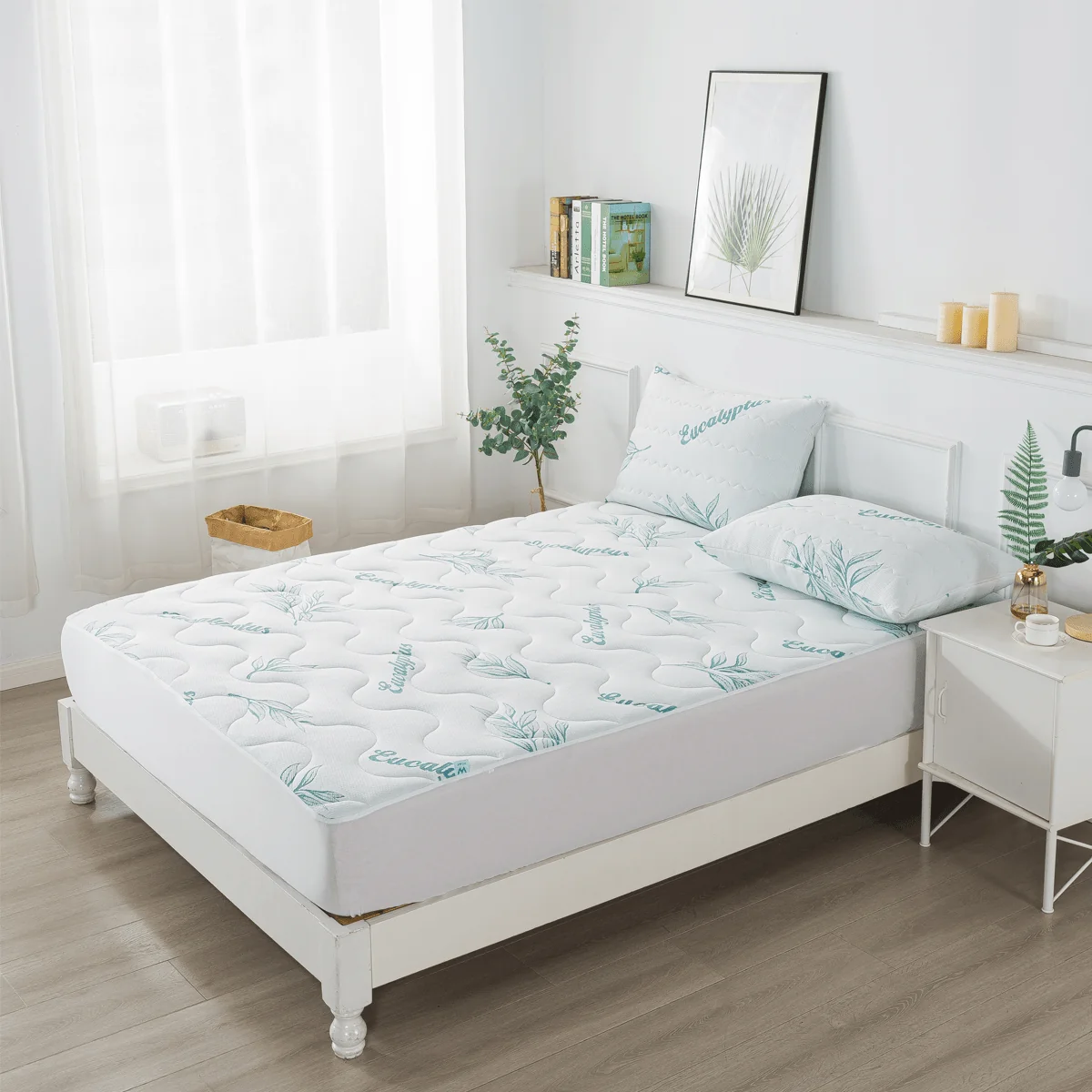 High-Quality Eucalyptus Quilted Teal Mattress pad Organic