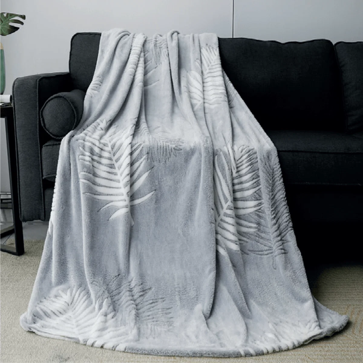 High-End Leaves Blanket Twin Jacquard Plush Fine