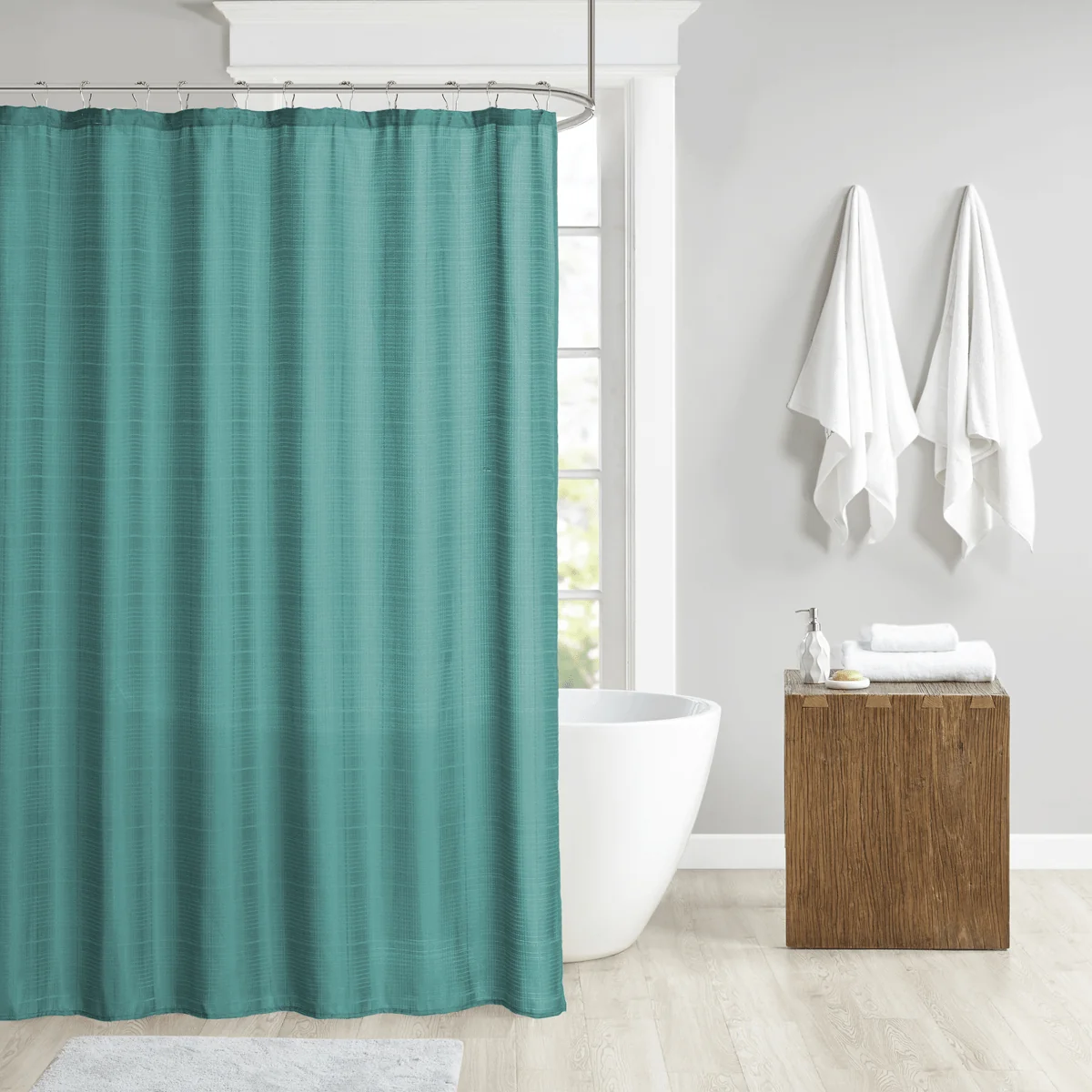 Responsible Solid Jacquard Waterproof Shower Curtain 70×72 Convenient