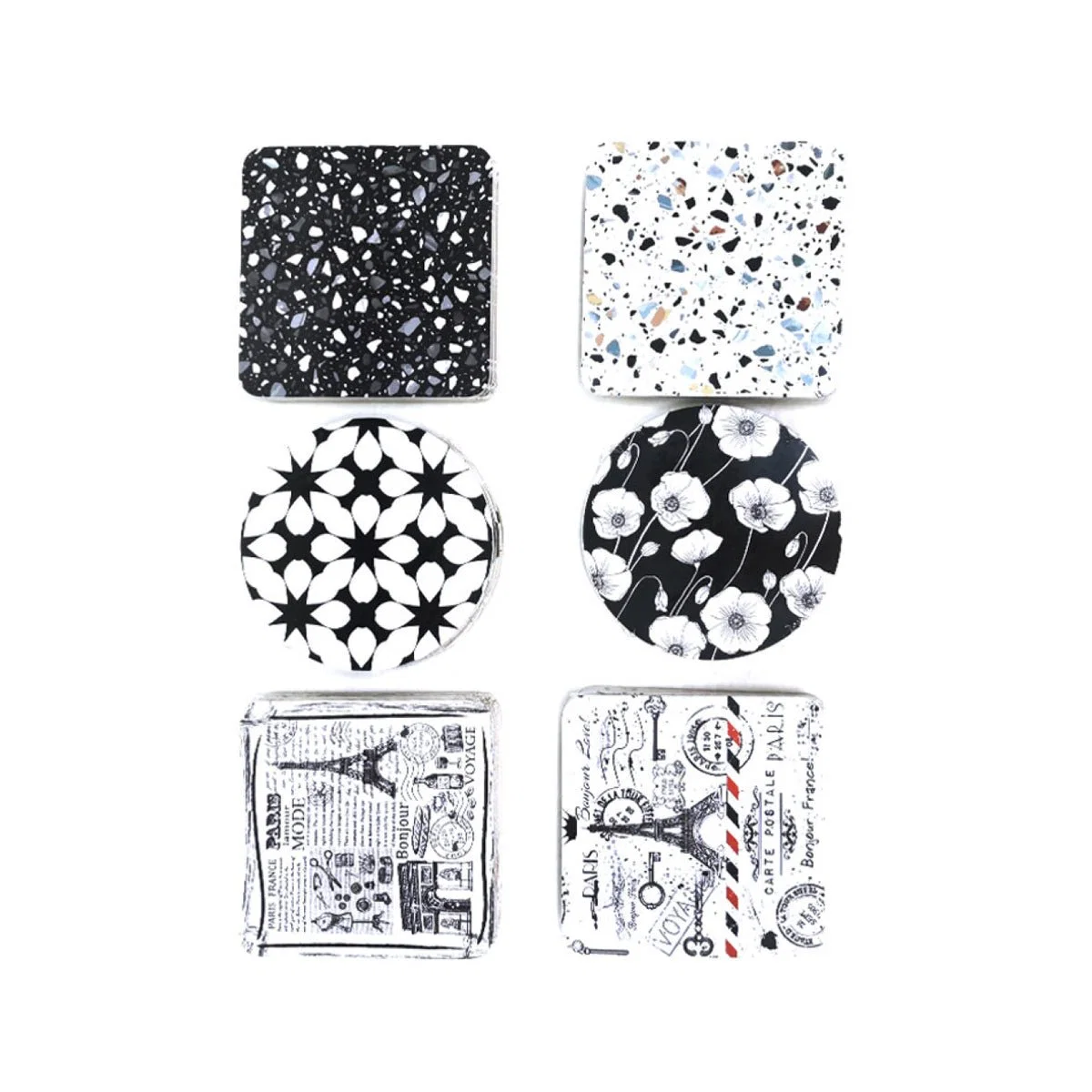 Breathable St 4 MDF Coasters 6 Designs Paris Terrazzo Floral Luxury