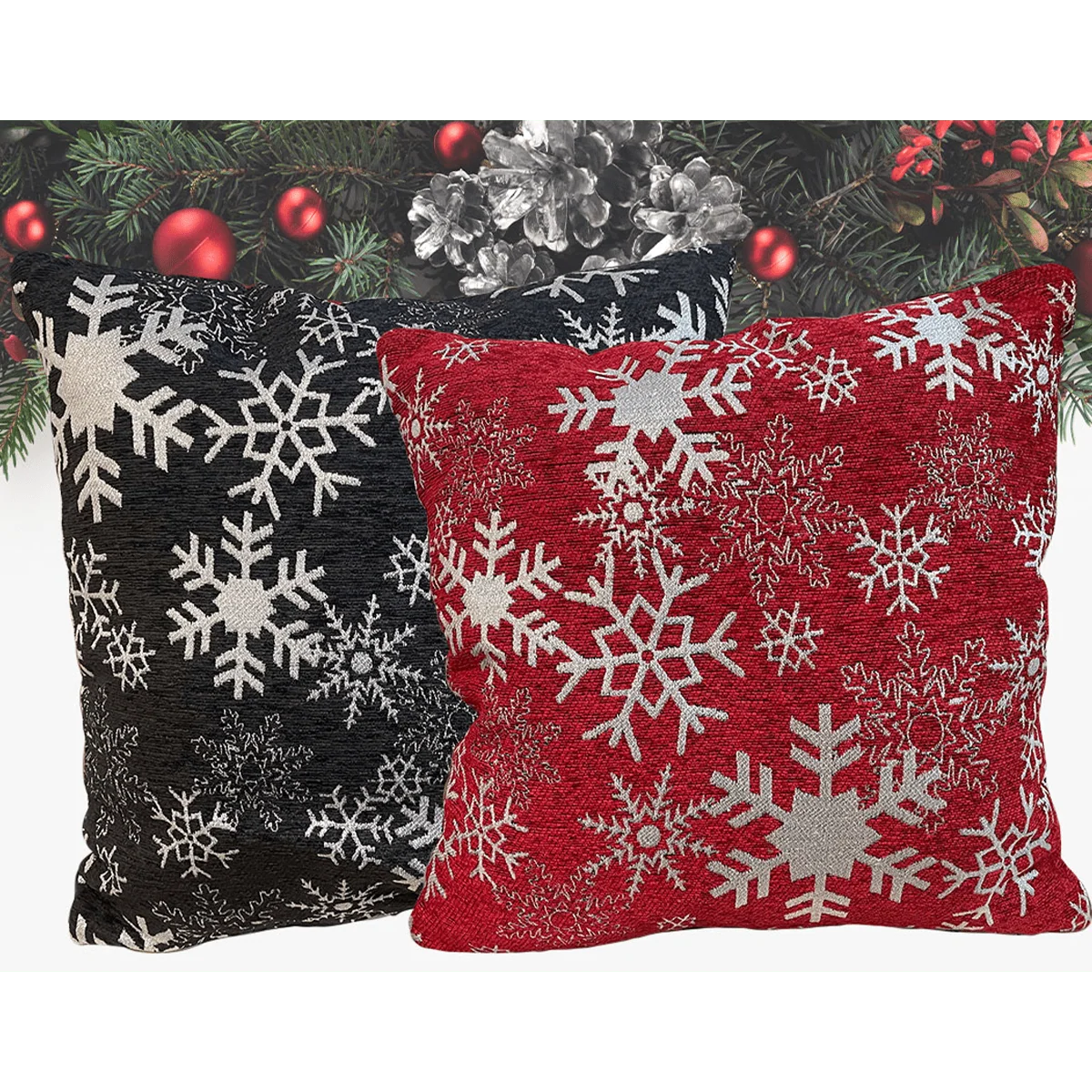 Exclusive Glitter Snowflake Chenille Cushion Optimized