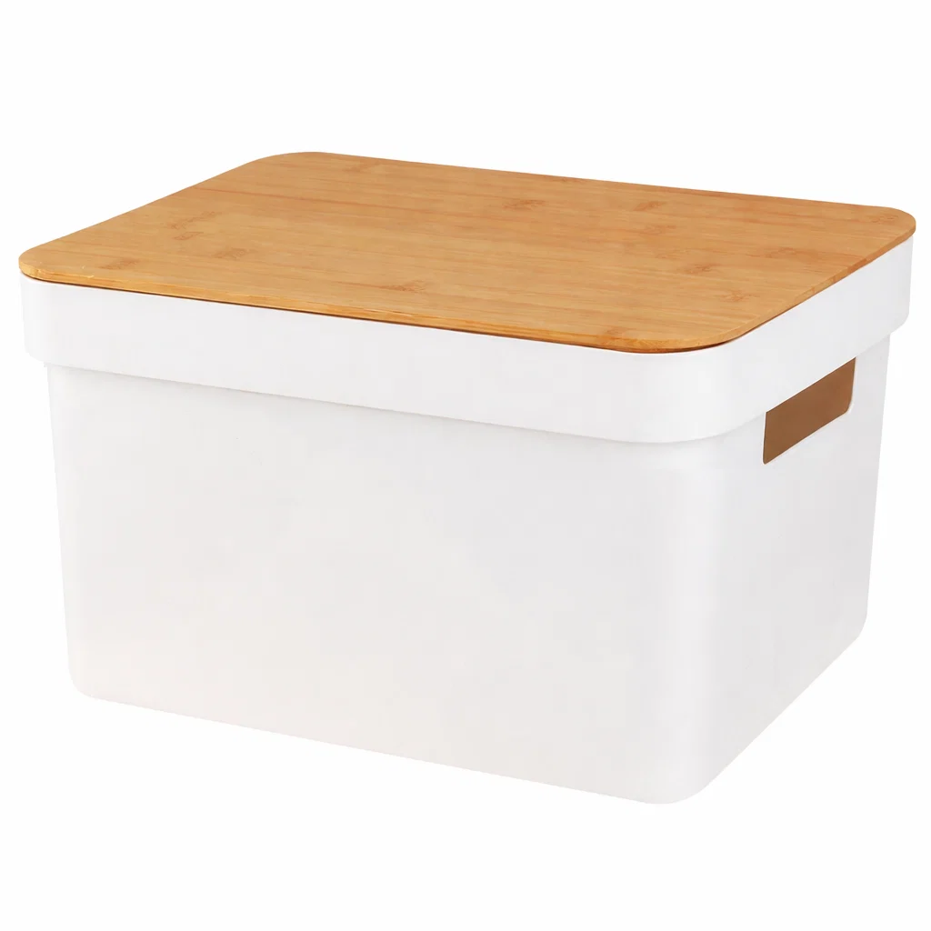 Traditional Large Storage Box with Bamboo Lid 14 x 10 x 8 Exceptional