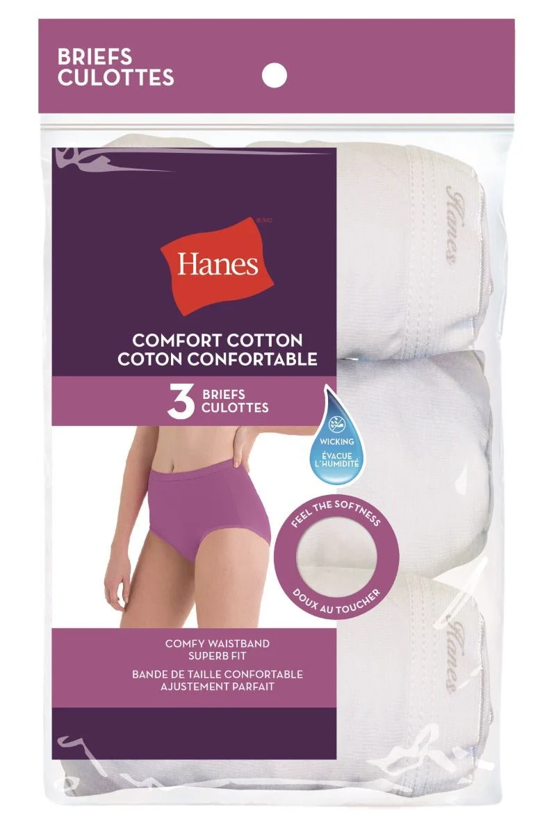 Reliable Hanes White Cotton Briefs 3-Pack-H1400T Stylish