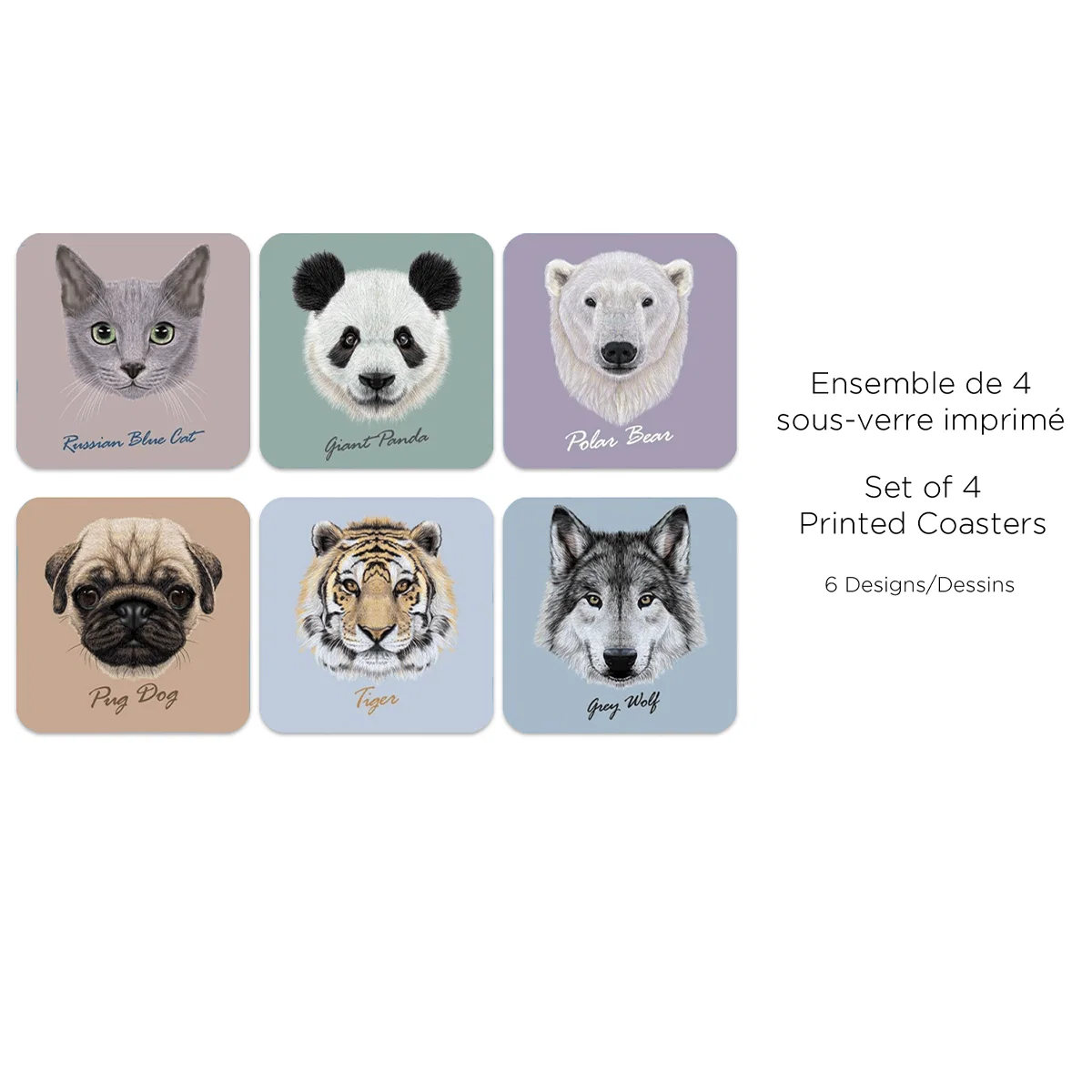 Breathable Lauren Taylor – Set of 4 Animal coasters First-Class