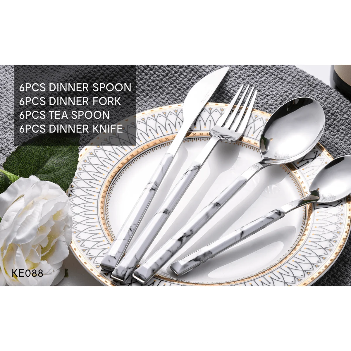 Genuine à la cuisine – 24pcs Cutlery marble Set Fast