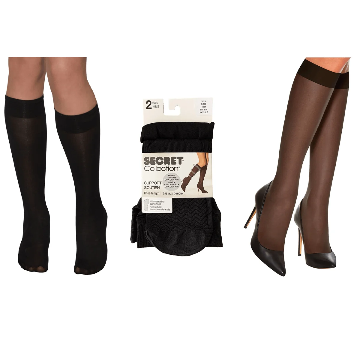 Durable Secret Collection – 2 pack knee highs and 2 pack pantyhose assorted Efficient