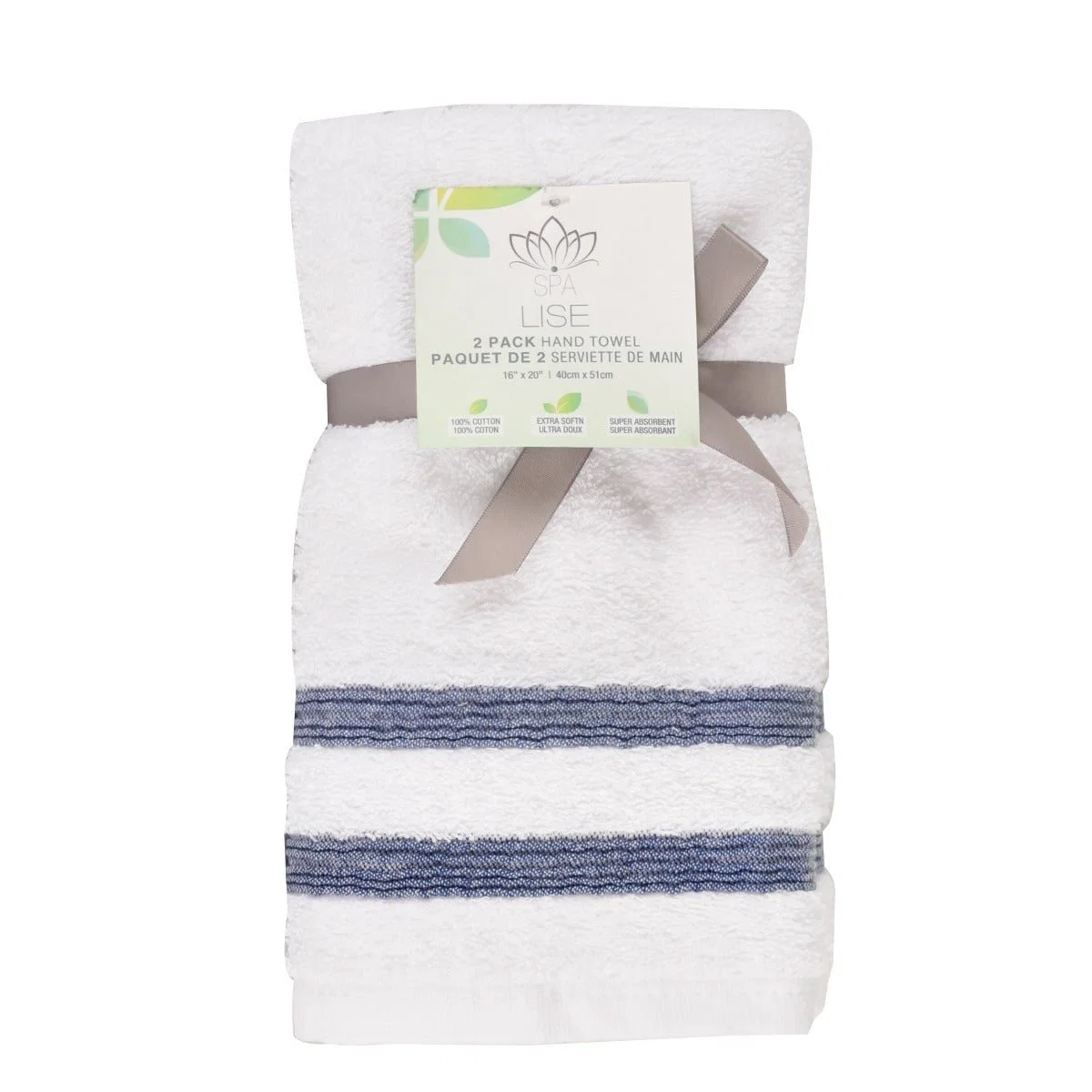Elite Lise Stripe 2 Pack Hand Towel Advanced